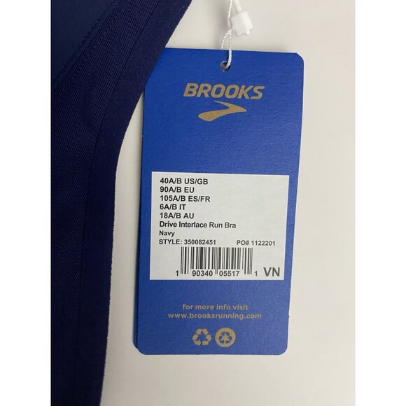 Brooks 40 A/B Run Drive Interlace Navy Sports Bra Compression Quick Dry Woven - Picture 4 of 10